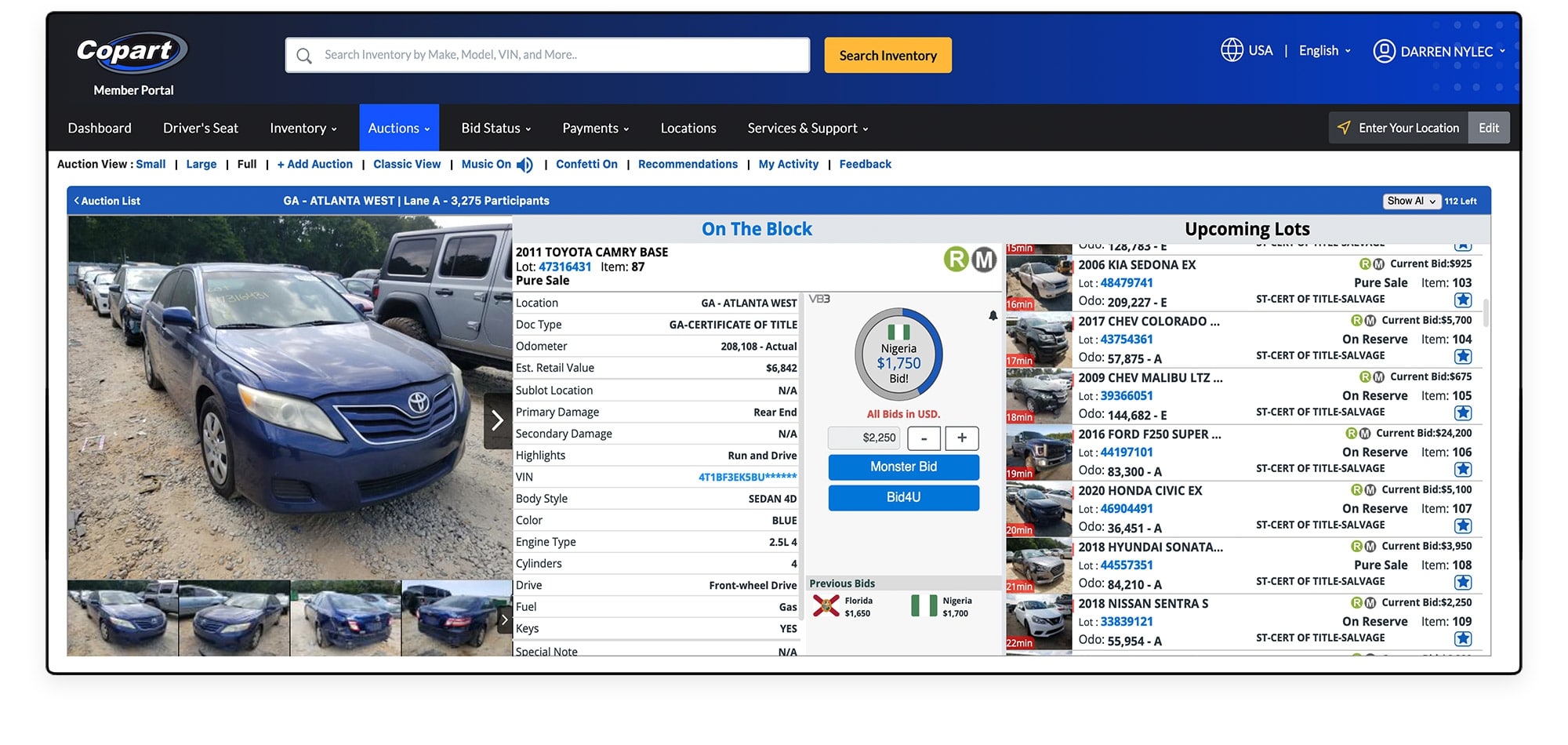 Project Cars in Public Online Auctions - Copart
